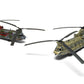 Vista delantera de las 2 decoraciones de la maqueta del helicóptero Chinook HC.1 en escala 1:72 de Airfix referencia 04024