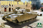 Portada de la caja de la maqueta del tanque británico Chieftain Mk.5/P en escala 1:35 de Takom con referencia 2027