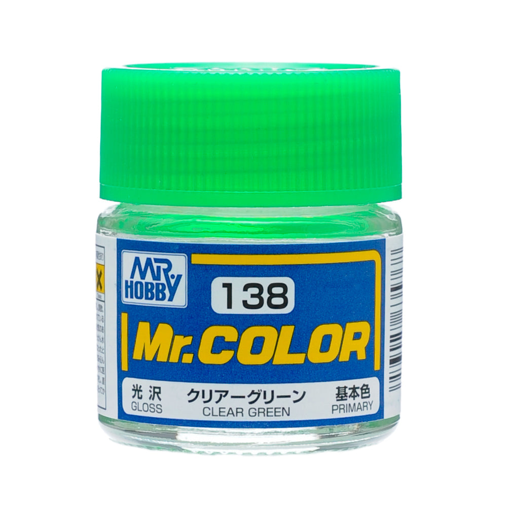 Bote de 10ml de pintura de color Verde Transparente de Mr Hobby referencia C-138