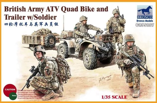 BRONCO (1/35) British Army ATV Quad Bike and Trailer w/Soldier