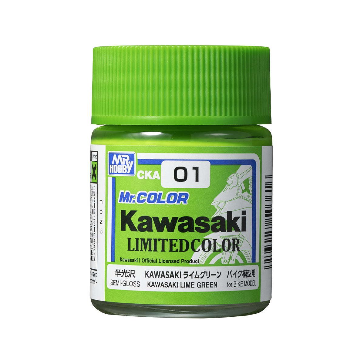 Bote de 18ml de pintura color verde lima edición especial para motos kawasaki de Mr Color referencia CKA-01