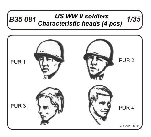 CMK (1/35) US WWII soldiers - character.heads 4 pcs