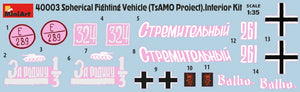 Calcas de la maqueta de la Spherical Fighting Combat Vehicle TsAMO Project con interiores a escala 1:35 de Miniart referencia 40003