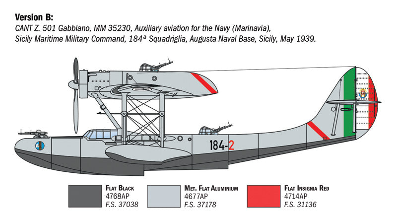 Decoración 2 de la maqueta del hidroavión italiano CANT Z.01 Gabbiano en escala 1:72 de Italeri referencia 0112