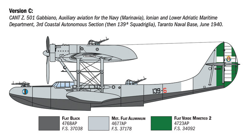 Decoración 3 de la maqueta del hidroavión italiano CANT Z.01 Gabbiano en escala 1:72 de Italeri referencia 0112