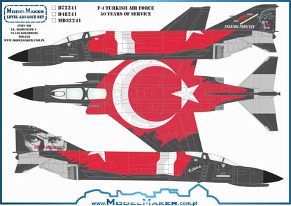 Juego de calcas para F-4 Phantom de Turquía en su 50 aniversario en escala 1:72 de ModelMaker referencia 72241