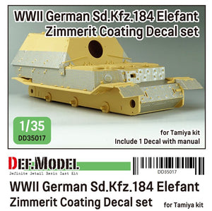 DEF MODEL (1/35) WWII German Sd.Kfz.184 Elefant Zimmerit Coating Decal set