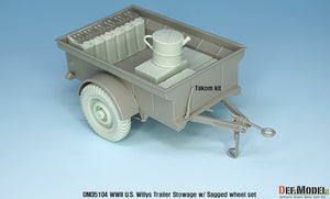 DEF MODEL (1/35) SECONDA GUERRA MONDIALE U.S.  Sistema di stivaggio per rimorchio Willys con ruote sgonfie (per Takom, Bronco, Italeri)