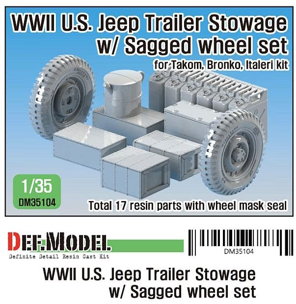 DEF MODEL (1/35) WWII U.S. Willys Trailer Stowage w/ Sagged wheel set (for Takom, Bronco, Italeri)