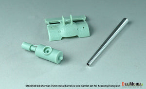 Componentes del set de mejora de Def Model para tanques Sherman con cañón de 75mm y mantelete de resina a escala 1:35 referencia DM35138