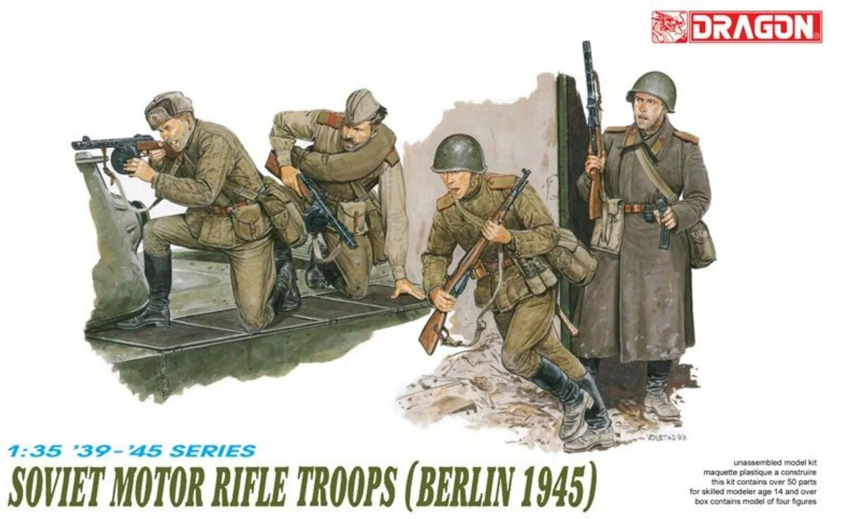 Portada de la caja de las figuras de soldados soviéticos de infantería en Berlín en escala 1:35 de Dragon referencia 6019