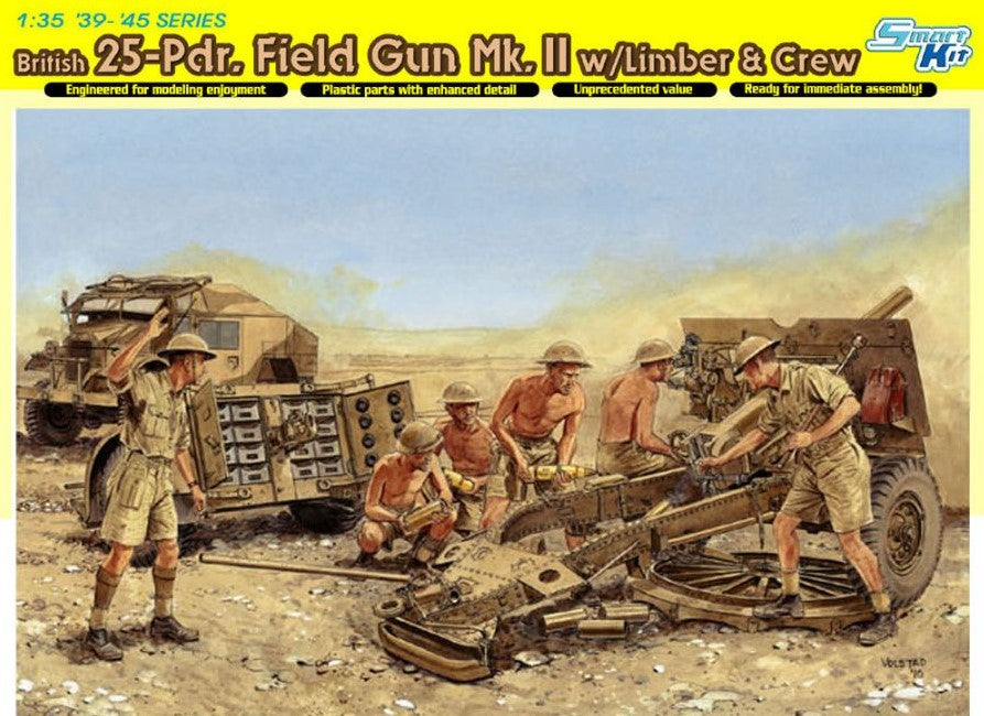 DRAGON (1/35) British 25-Pdr. Field Gun Mk.II w/Limber & Crew