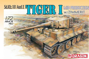DRAGON (1/72) Tiger I Mid Production w/Zimmerit