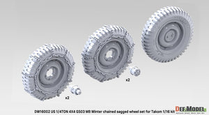 DEF MODEL (1/16) 1/4 ton 4x4 G503 MB Utility Truck chained sagged wheel set (fro Takom)