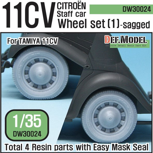 DEF MODEL (1/35) WW2 11CV Staff Car Sagged Wheel Set #1 (Tamiya)