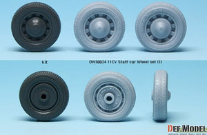 MODELLO DEF (1/35) WW2 Set di ruote sgonfie per auto di servizio 11CV #1 (Tamiya)