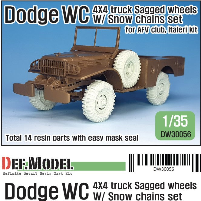 DEF MODEL (1/35) Dodge WC 4X4 truck Sagged Wheel w/Snow Chains set