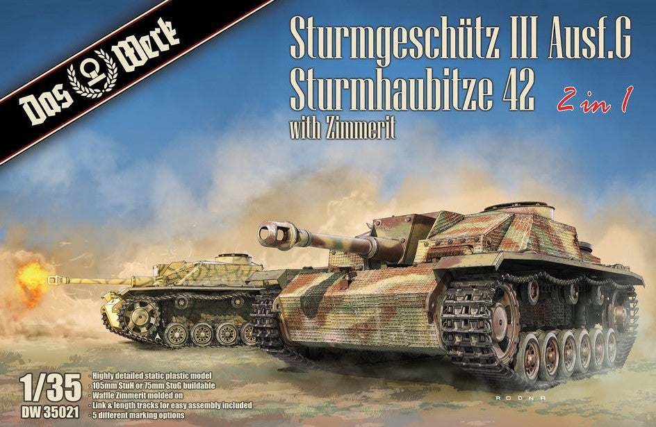 DAS WERK (1/35) Sturmgeschütz III Ausf.G/Sturmhaubitze 42 With Zimmerit (2 in 1-Kit)