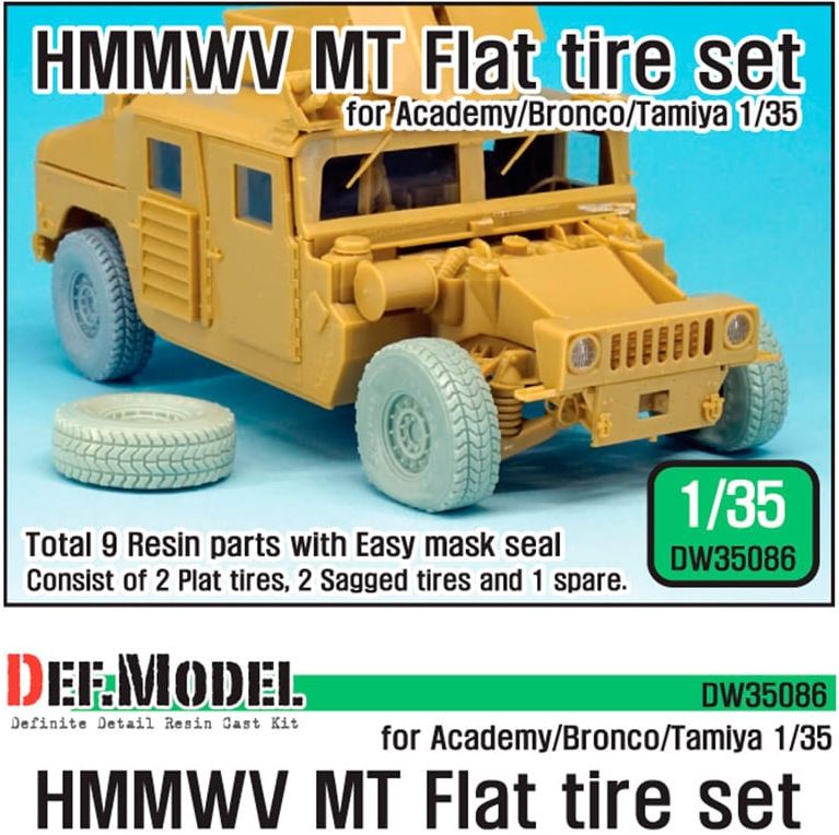 DEF MODEL (1/35) U.S. HMMWV MT Flat tire set (for Academy/Bronco/Tamiya kits)