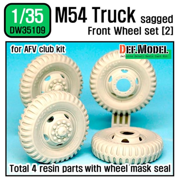 DEF MODEL (1/35) US M54A2 Cargo Truck Sagged Front wheel set (2) - Military type (for AFV Club kit)