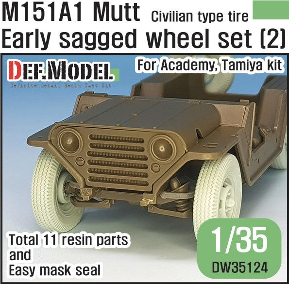 DEF MODEL (1/35) M151A1 Mutt Jeep Early Sagged Wheel set (2) Civilian type tyre