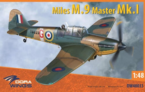 Portada de la caja de la maqueta del avión británico de entrenamiento Miles M.9 MkI en escala 1:48 de Dora Wings referencia 48033