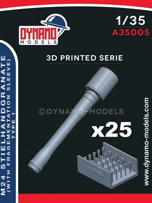 DYNAMO MODELS (1/35) M24 Stielhandgranate with smooth fragmentation sleeve – set of 25 pieces