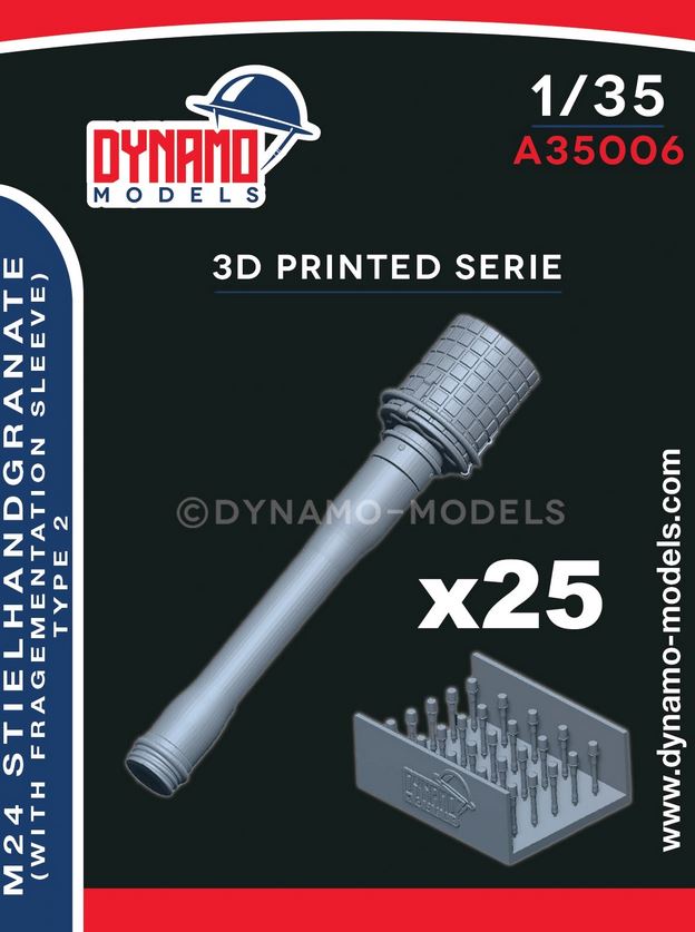 DYNAMO MODELS (1/35) M24 Stielhandgranate with square fragmentation sleeve – set of 25 pieces