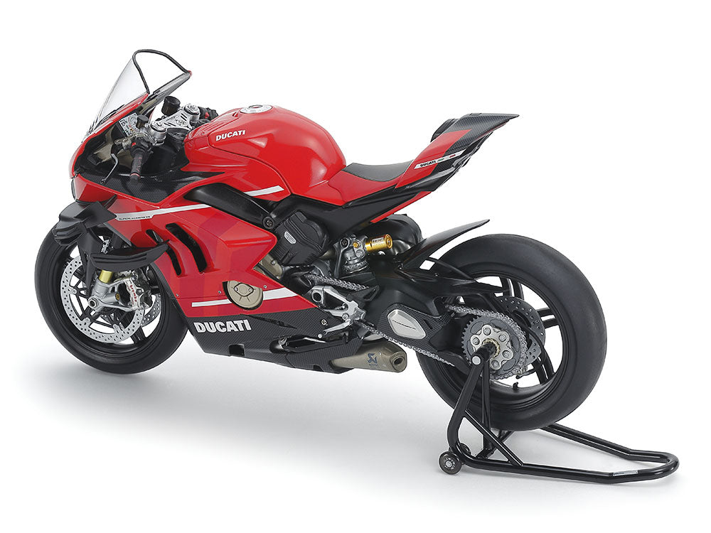 Perfil izquierdo de la maqueta de la moto Ducati Superleggera V4 con Racing Kit en escala 1:12 de Tamiya Referencia 14143