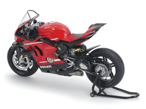Perfil izquierdo de la maqueta de la moto Ducati Superleggera V4 con Racing Kit en escala 1:12 de Tamiya Referencia 14143