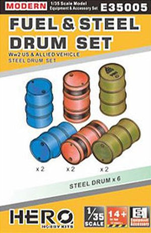 HERO HOBBY KITS (1/35) WWII US Allied Fuel & Steel Drum Set