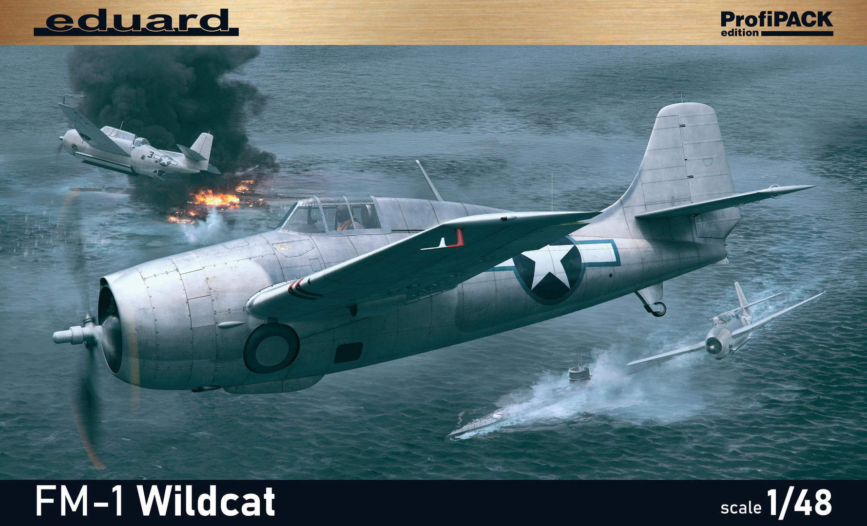 Portada de la caja de la maqueta del caza FM-1 Wildcat en escala 1:48 de Eduard referencia 82204