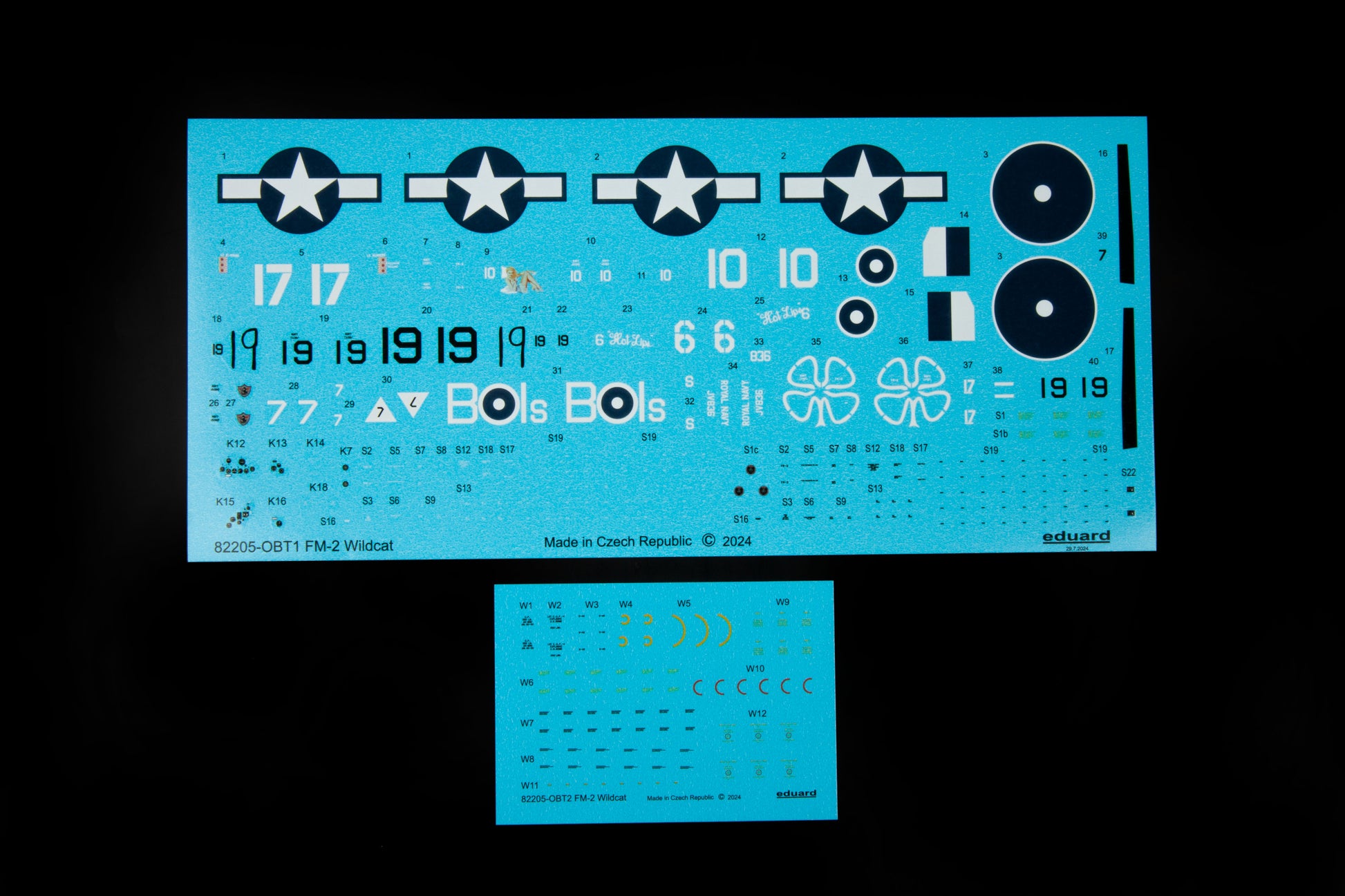 Calcas de la maqueta del caza FM-2 Wildcat en escala 1:48 de Eduard referencia 82205