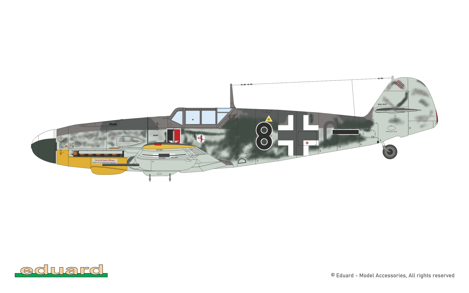 Decoración 1 de la maqueta del caza alemán Bf-109 G-4 en escala 1:48 de Eduard referencia 84203