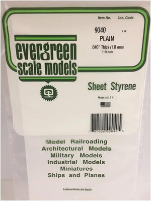 Plancha de estireno de 15x30cm y 1mm de grosor de Evergreen referencia 9040