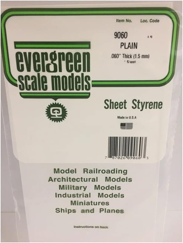 Plancha de estireno de 15x30cm y 1,5mm de grosor de Evergreen referencia 9060