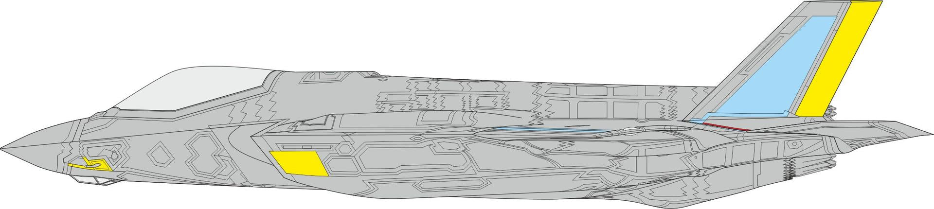 Hoja de máscaras para caza F-35A para modelos con pintura RAM última versión en escala 1:48 de Eduard referencia EX924