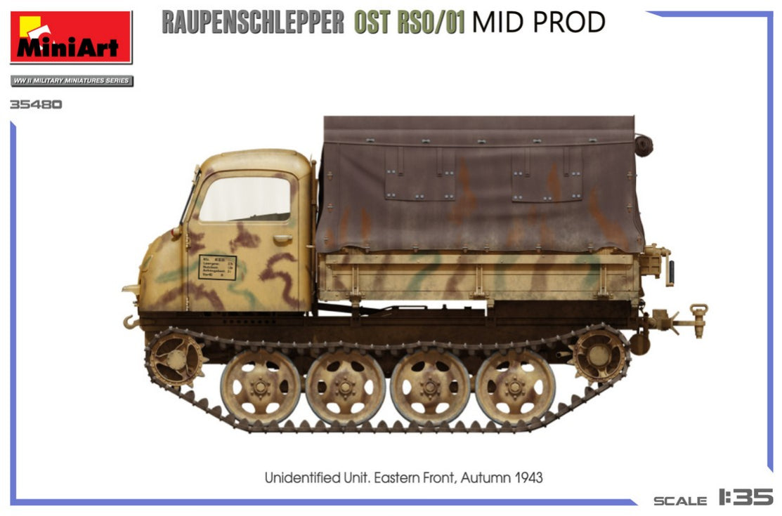 Esquema de camuflaje 1 de la maqueta del tractor Raupenschlepper OST ROS 01 Mid Production en escala 1:35 de Miniart referencia 35480