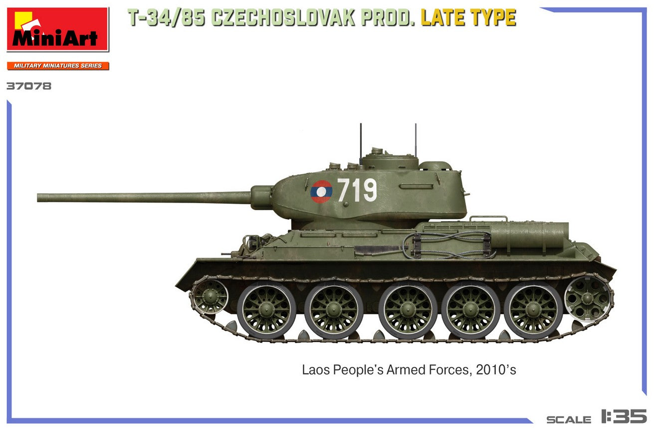 Esquema de pintura 3 de la maqueta del T-34/85 Produccion Final Checoslovaca en escala 1:35 de Miniart referencia 37078