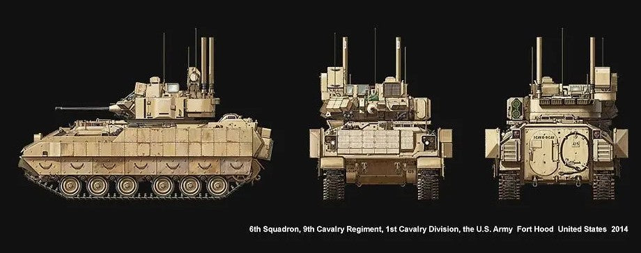 Esquema de pintura de la maqueta del vehículo de asalto de infanteria M3A3 Bradley con sistema Busk III a escala 1:35 del fabricante Meng on referencia SS-006