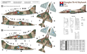 Esquemas de pintura del caza Douglas TA-4J Skyhawk de la fuerza earea israelita en escala 1:72 del fabricante Hobby 2000