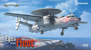 Portada de la caja de la maqueta del avión norteamericano embarcado de vigilancia y control E-2C Hawkeye en escala 1:72 de Eduard referencia 2153