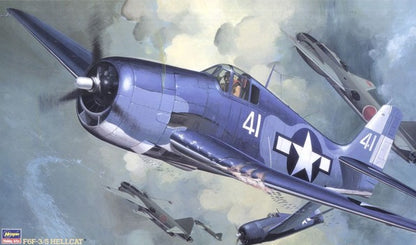 Portada de la caja de la maqueta del caza F6F3 Hellcat en escala 1:32 de Hasegwawa referencia 08057