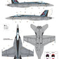 Decoración 1 del set para aviones FA-18 E/F de la película Top Gun en escala 1:48 del fabricante Def Model referencia JD48002