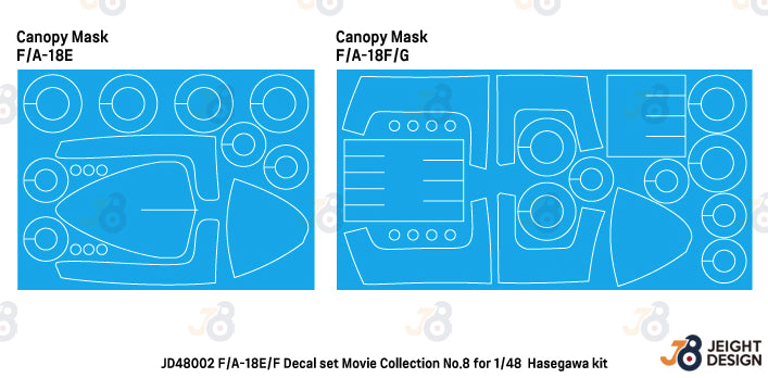 Máscaras para aviones FA-18 E/F de la película Top Gun en escala 1:48 del fabricante Def Model referencia JD48002