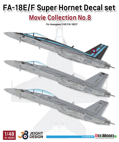Set de calcas para aviones FA-18 E/F de la película Top Gun en escala 1:48 del fabricante Def Model referencia JD48002