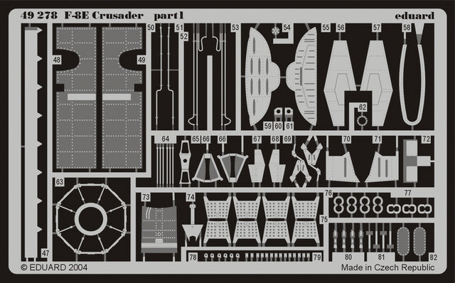 Fotograbados del exterior de la maqueta de Hasegawa del caza F-8E crusader en escala 1:48 de Eduard referencia 49278