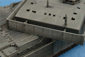 Detalle de la torreta de la maqueta del carro de combate británico Challenger 2 en escala 135 de Trumpeter referencia 01522