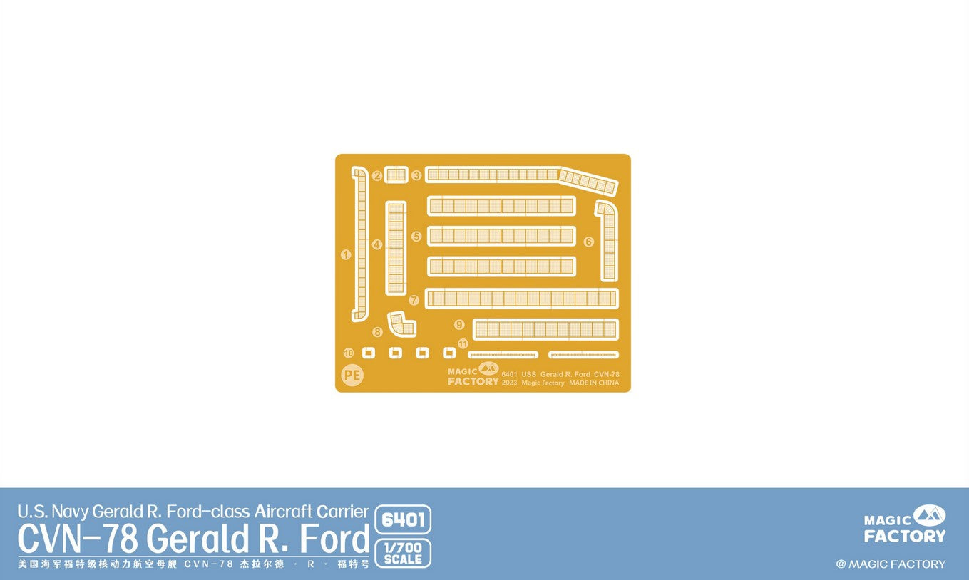 Fotograbados del portaviones de la US Navy CVN-78 Gerald R. Ford en escala 1:700 Magic Factory 6401