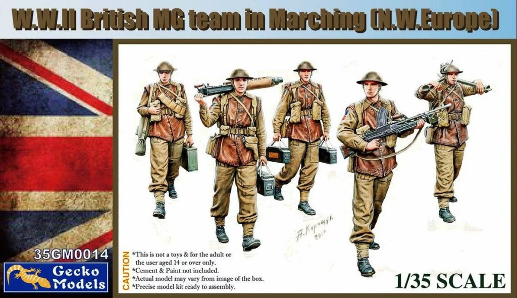 GECKO MODELS (1/35) W.W. II British MG Team Marching (N.W. Europe)